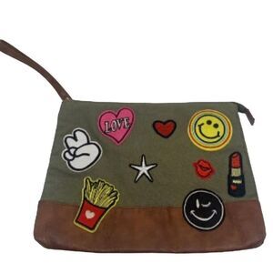 Beautiful American Eagle Outfitters Zipper Clutch Purse Cosmetic Bag Army Green